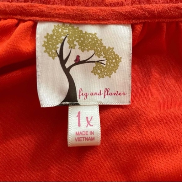 LAST CALL Anthropologie Fig and Flower Boho Top Size 1X Orange Floral Embroidery - Picture 9 of 11